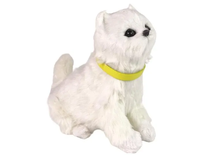 Lean Toys, kot, maskotka interaktywna, biała