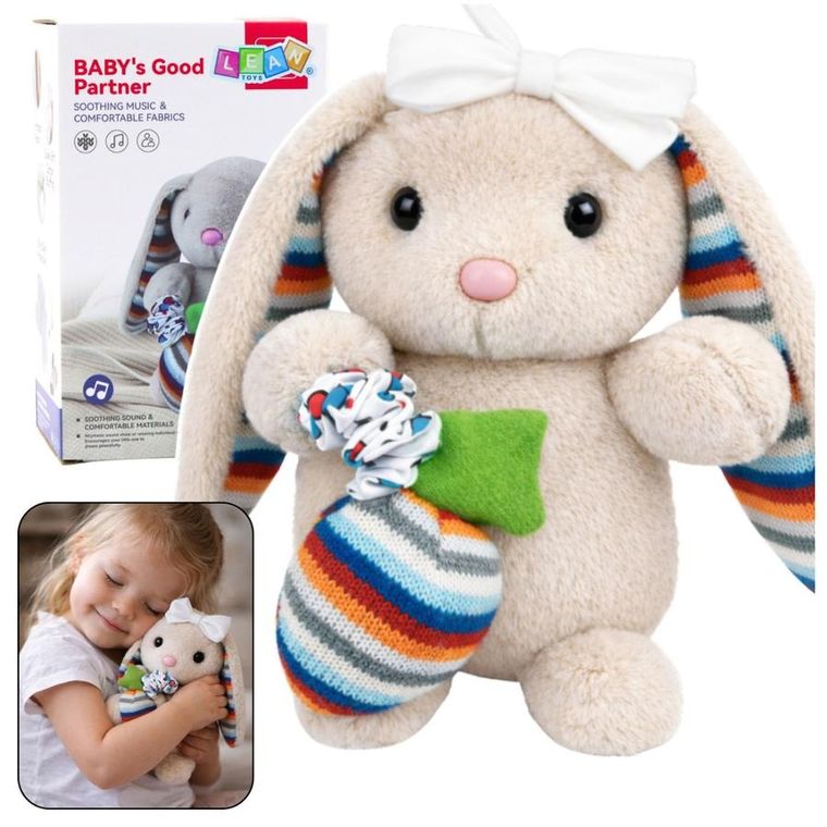 Lean Toys, króliczek z pozytywką, maskotka