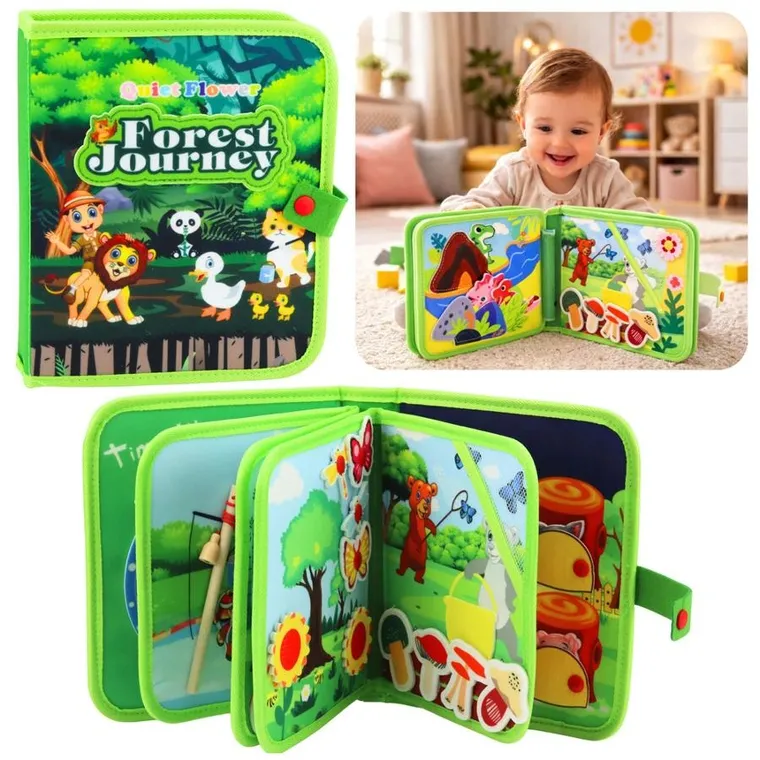 Lean Toys, książeczka sensoryczna 3D, filcowa, dzikie zwierzęta