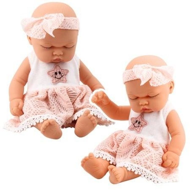 Lean Toys, lalka śpiący bobas z opaską, różowa