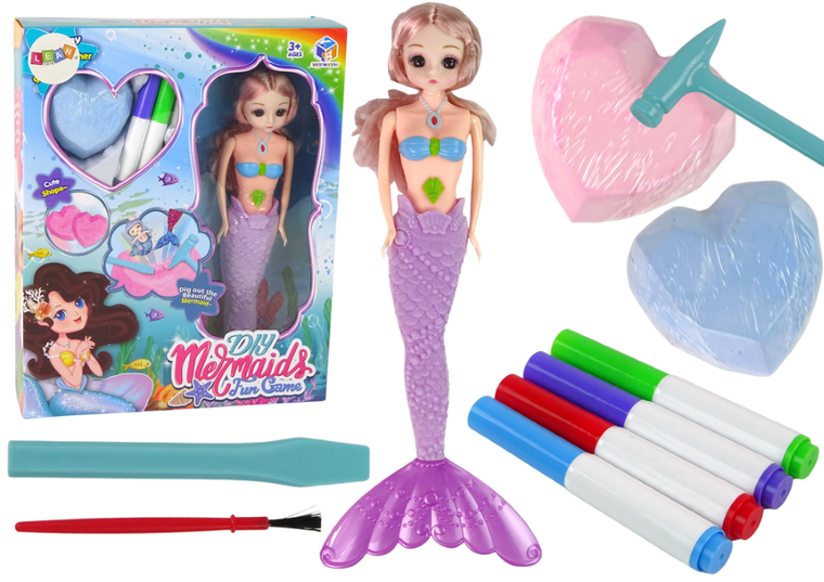 Lean Toys, lalka syrenka z akcesoriami, skarby wykopalisk