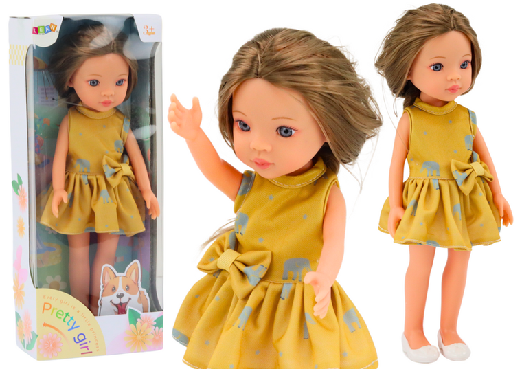 Lean Toys, lalka w żółtej sukience, 33 cm