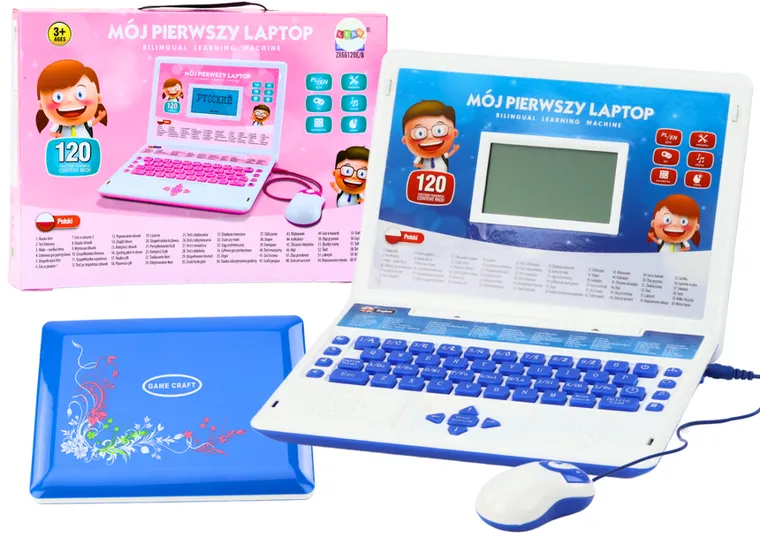 Lean Toys, laptop edukacyjny, niebieski