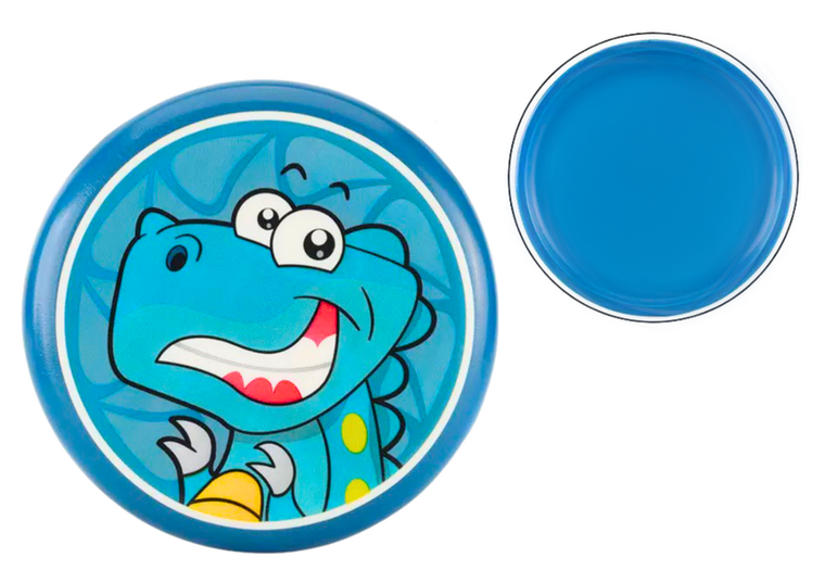 Lean Toys, latający dysk frisbee, niebieski z dinozaurem, 20 cm