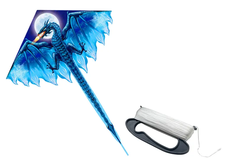Lean Toys, latawiec, smok, niebieski, 170-130 cm