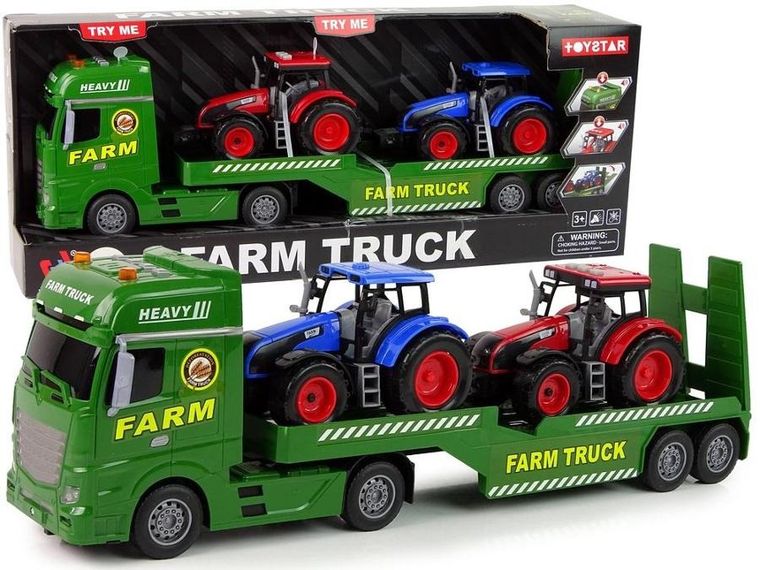Lean Toys, laweta + traktory, pojazd ze światłem i dźwiękiem