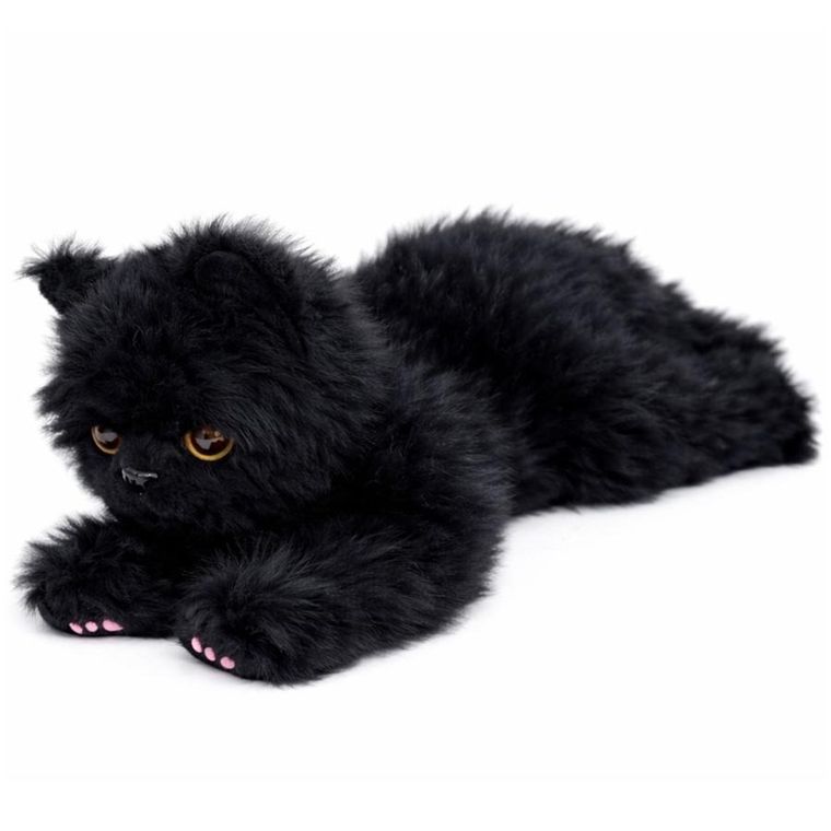 Lean Toys, leżący kotek, maskotka, czarny, 38 cm