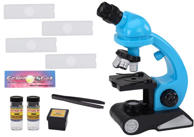 Lean Toys, mikroskop, zestaw edukacyjny, niebieski