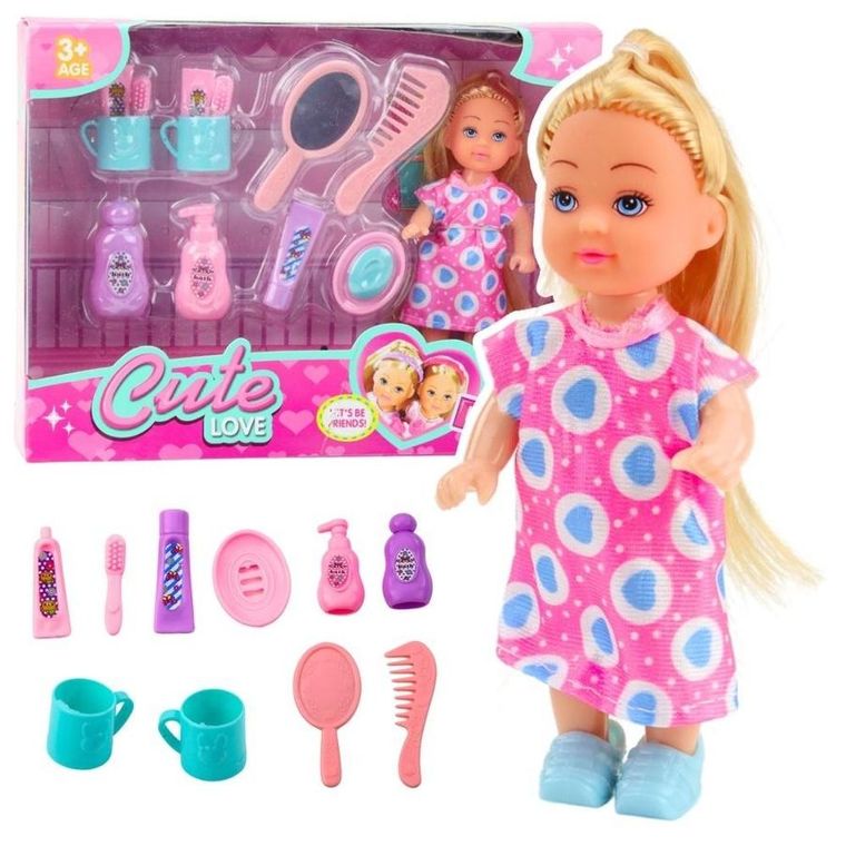 Lean Toys, mini laleczka z akcesoriami do pielęgnacji