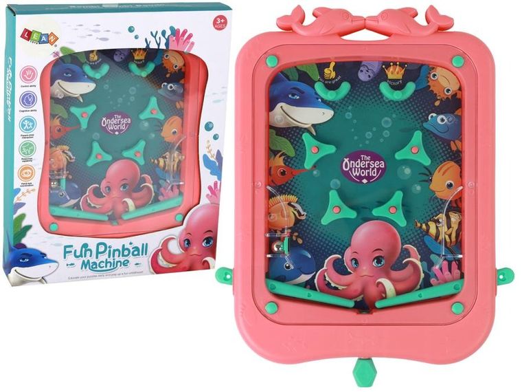 Lean Toys, mini pinball, gra zręcznościowa, różowa