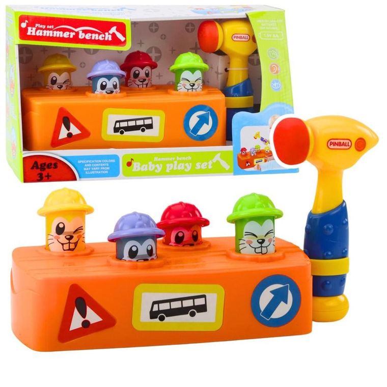Lean Toys, młotek, roboty drogowe, zabawka interkatywna, gra zręcznościowa