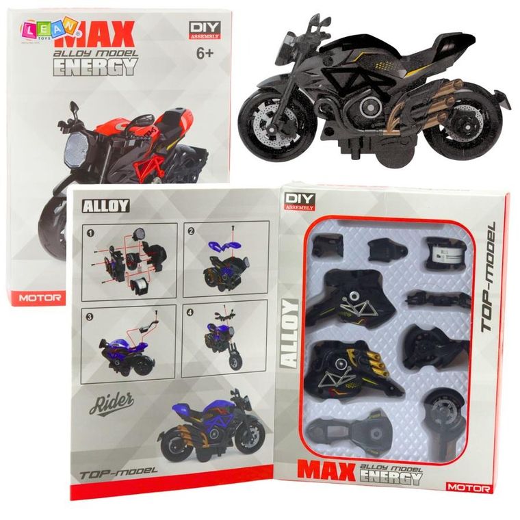 Lean Toys, motocykl, metalowy pojazd do skręcania, 1:14
