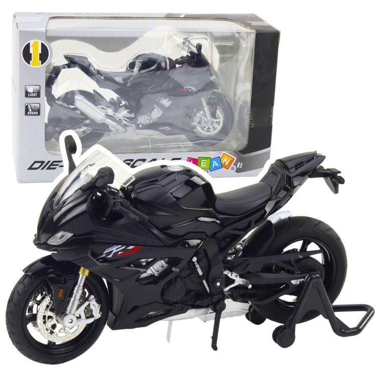 Lean Toys, motocykl, pojazd interaktywny, metalowy, czarno-srebrny, 1:12