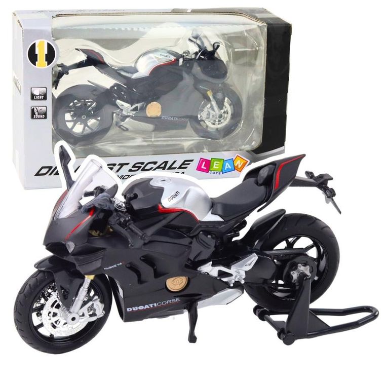 Lean Toys, motocykl, pojazd interaktywny, metalowy, czarny, 1:12