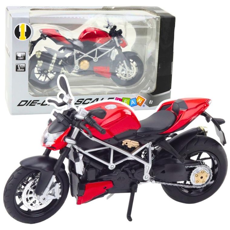 Lean Toys, motocykl, pojazd interaktywny, metalowy, czerwony, 1:12