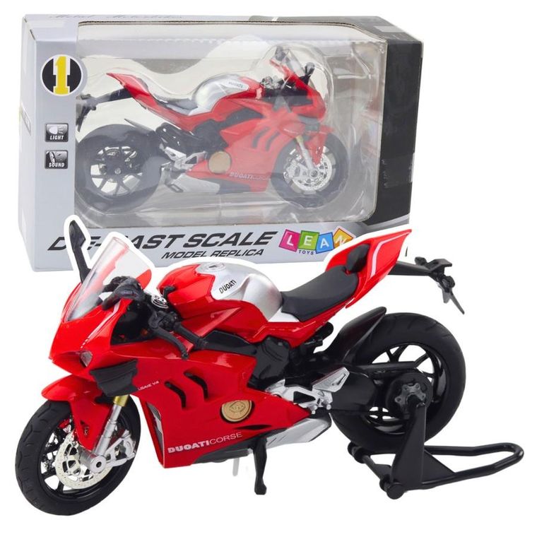 Lean Toys, motocykl, pojazd interaktywny, metalowy, czerwony, 1:12