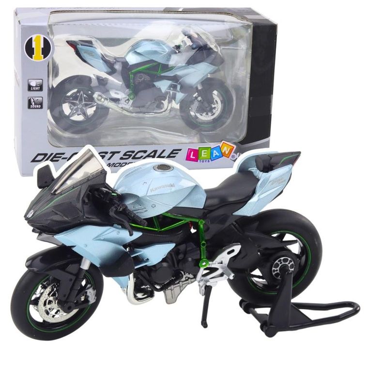 Lean Toys, motocykl, pojazd interaktywny, metalowy, srebrny, 1:12