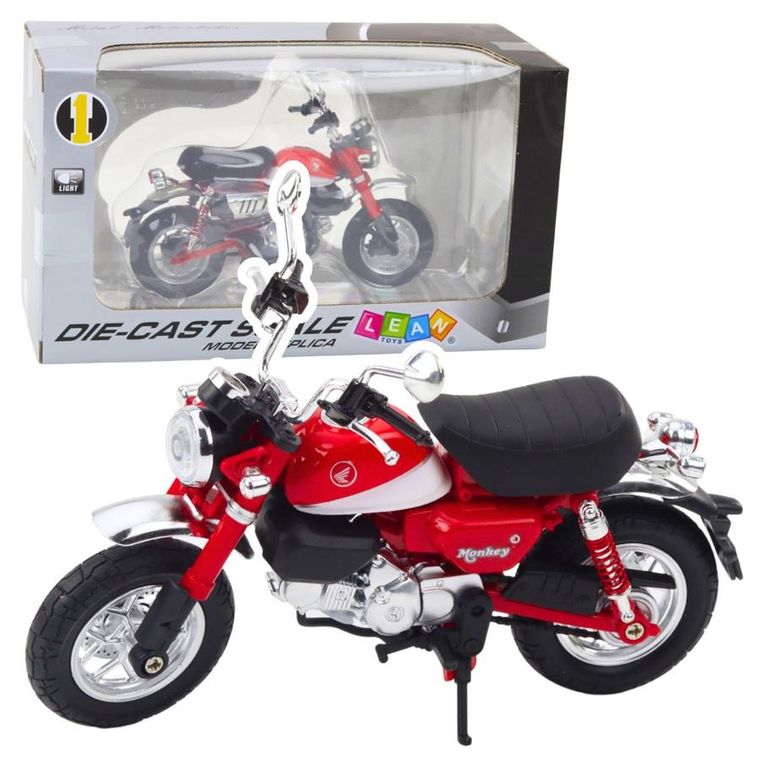 Lean Toys, motocykl, pojazd retro, czerwony, 1:12