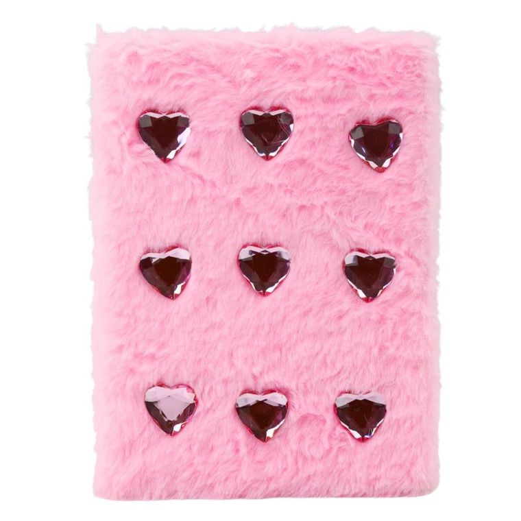 Lean Toys, notatnik pluszowy A5, 80 kartek, linia, Kryształowe Serca, 1 szt.