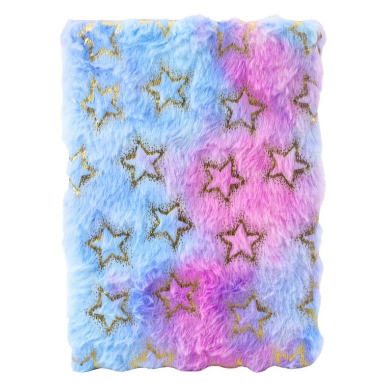 Lean Toys, notatnik pluszowy A5, 80 kartek, linia, Złote gwiazdki