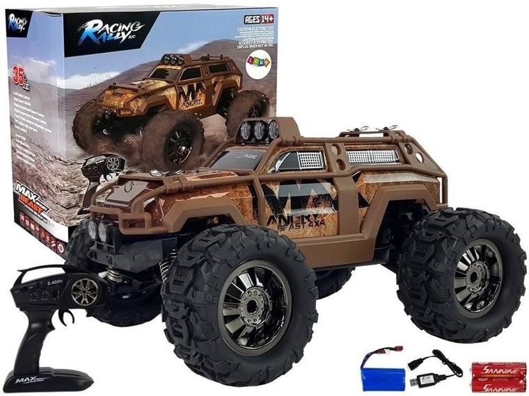Lean Toys, Off-Road, auto rajdowe, pojazd zdalnie sterowany, brązowy, 1:18