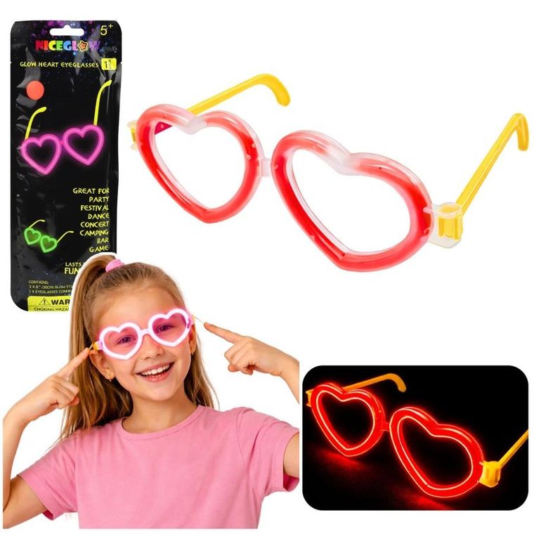Lean Toys, okulary fluorescencyjne, serca, świecące w ciemności
