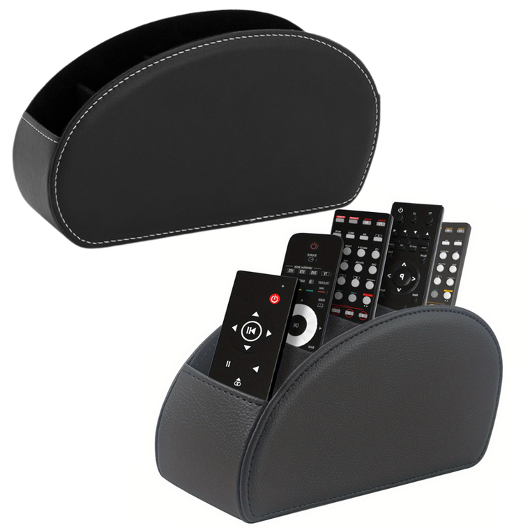 Lean Toys, organizer na piloty, 5 przegród, ekoskóra czarny,