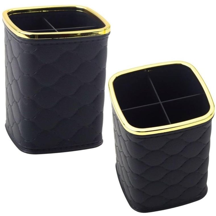 Lean Toys, organizer pojemnik na pędzle, 4 przegrody czarny, 12-9,5 cm