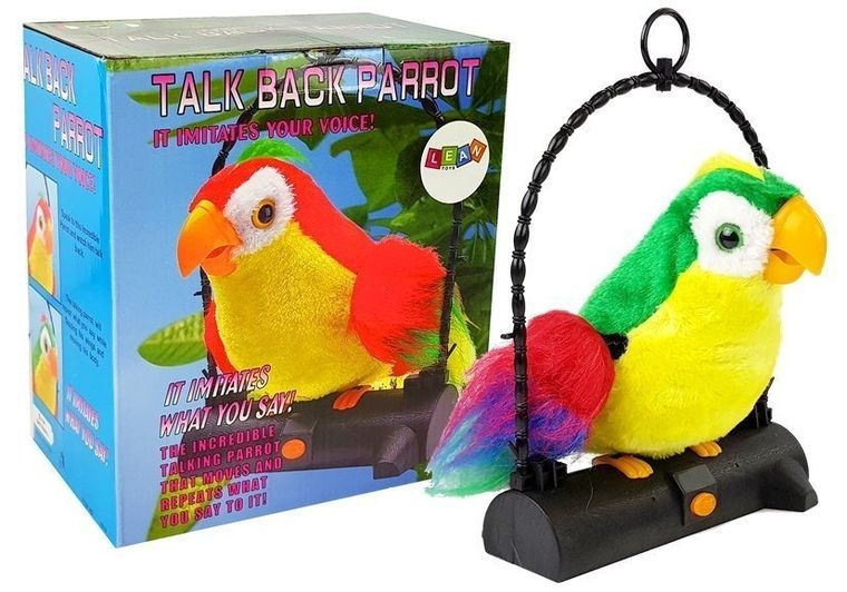 Lean Toys, papuga pleciuga, ptaszek interaktywny, powtarza słowa, zielona