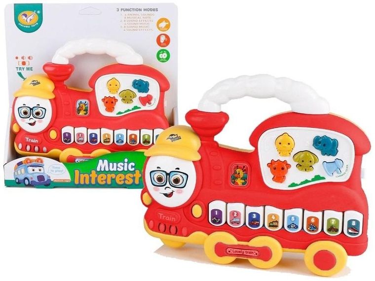 Lean Toys, pianinko + dźwięki pojazdów, zwierzątka, czerwone