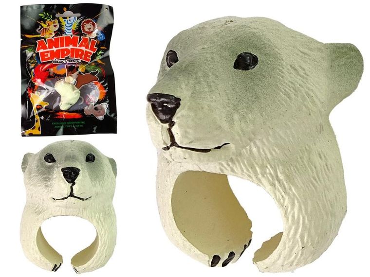 Lean Toys, pierścień na rękę, niedźwiedź, biały