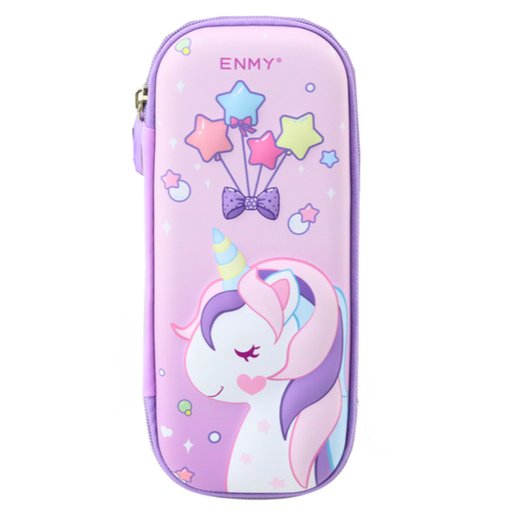 Lean Toys, piórnik owalny, jednorożec, fioletowy