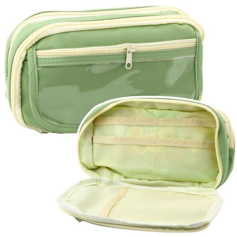 Lean Toys, piórnik saszetka dwukomorowa, zielona