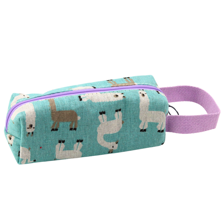 Lean Toys, piórnik saszetka, z rączką, turkusowy, Lamy