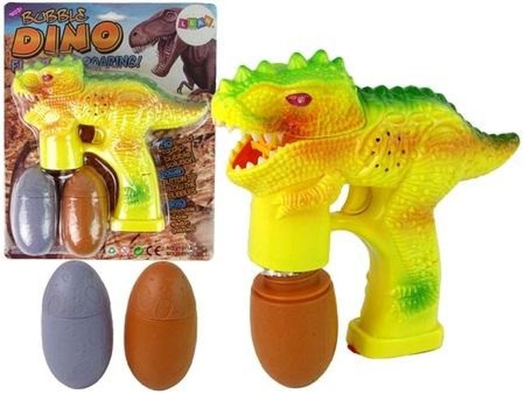 Lean Toys, pistolet do baniek mydlanych, dinozaur z jajem
