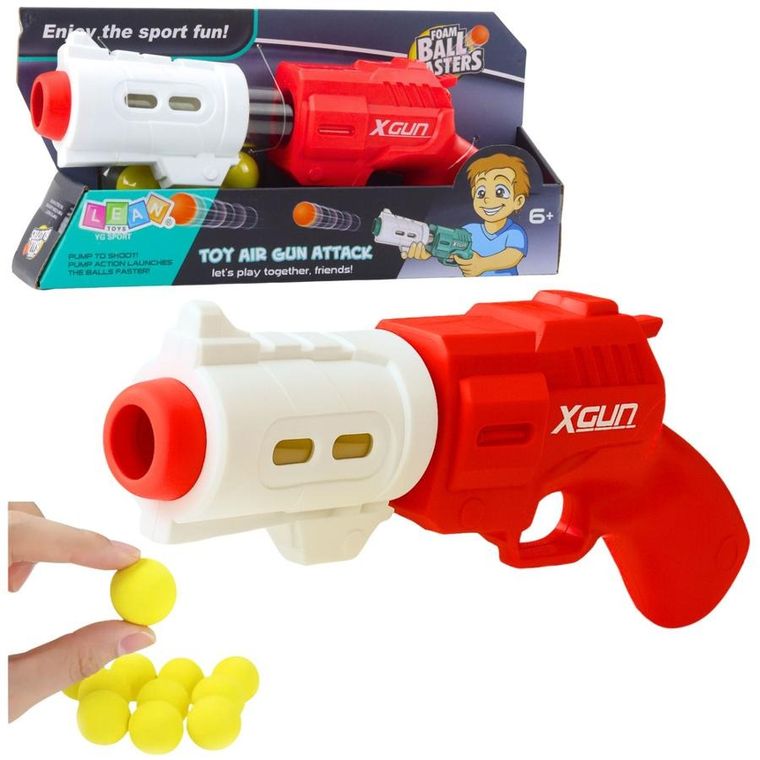 Lean Toys, pistolet na piankowe kulki, wyrzutnia czerwona