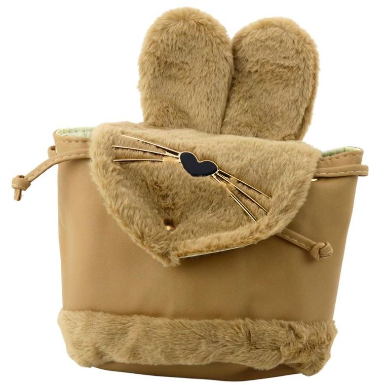 Lean Toys, plecak, pluszowy, uszy, beżowy, 22 cm