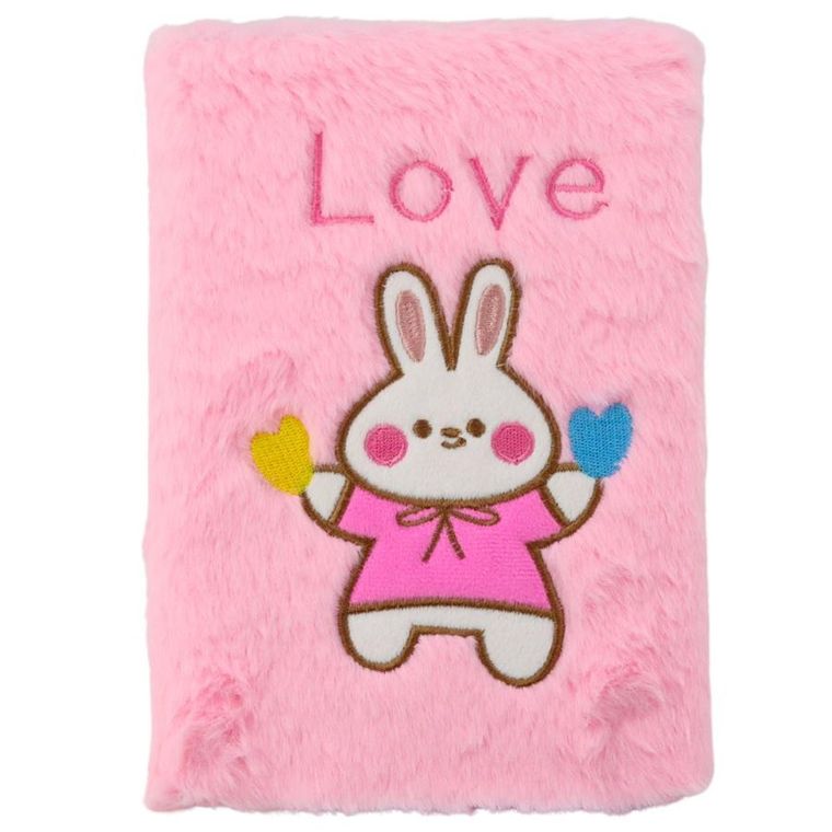 Lean Toys, pluszowy notatnik, linie, króliczek z napisem love, 1 szt.