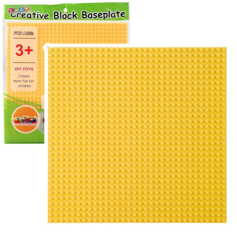 Lean Toys, Płyta do budowania z klocków, Żółta, 25,5-25,5 cm