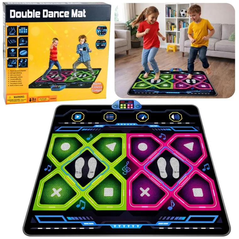Lean Toys, podwójna mata taneczna, LED, 105-90 cm