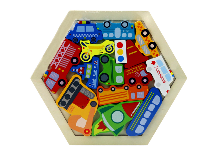 Lean Toys, Pojazdy, drewniane puzzle, 15 elementów