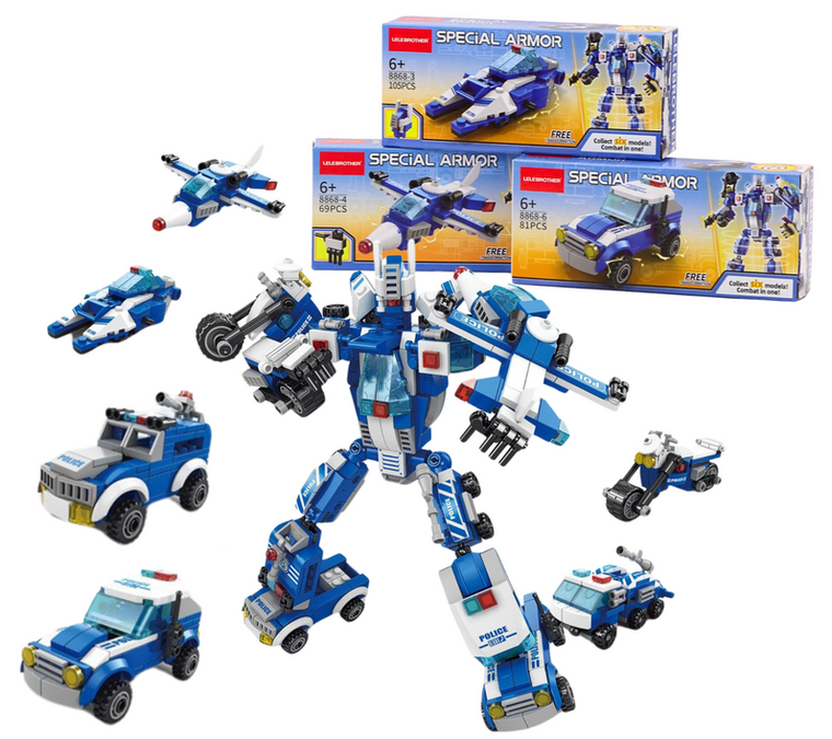 Lean Toys, pojazdy policyjne, klocki