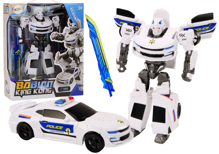 Lean Toys, Policja, pojazd, robot transformujący 2w1, biały