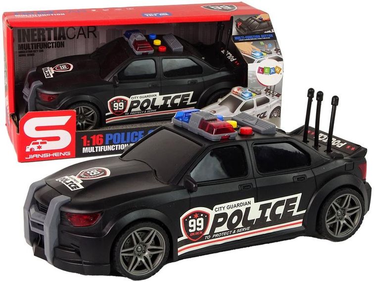 Lean Toys, policja, pojazd sportowy, 1:16, czarny
