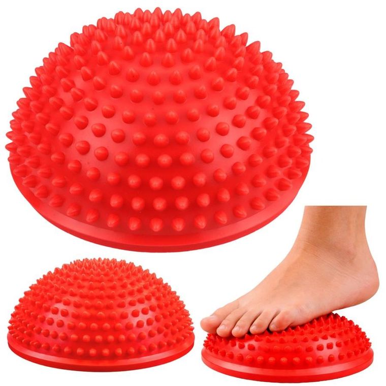 Lean Toys, półkula sensoryczna do masażu i ćwiczeń równowagi, czerwona, 16 cm