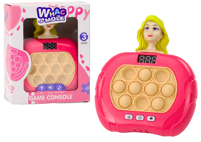 Lean Toys, Pop-It, Whac-A-Mole, gra zręcznościowa, różowa