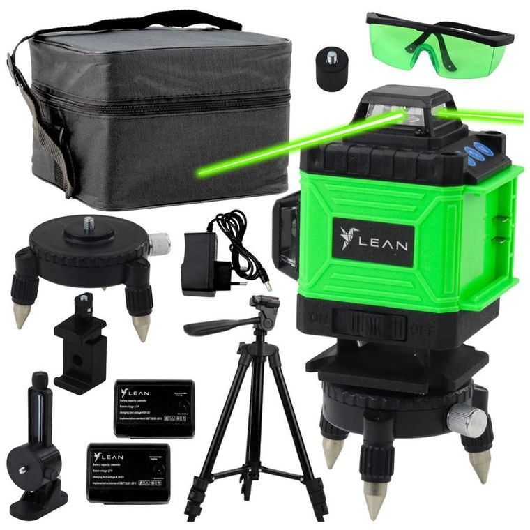 Lean Toys, poziomica laserowa, zielona, 4D