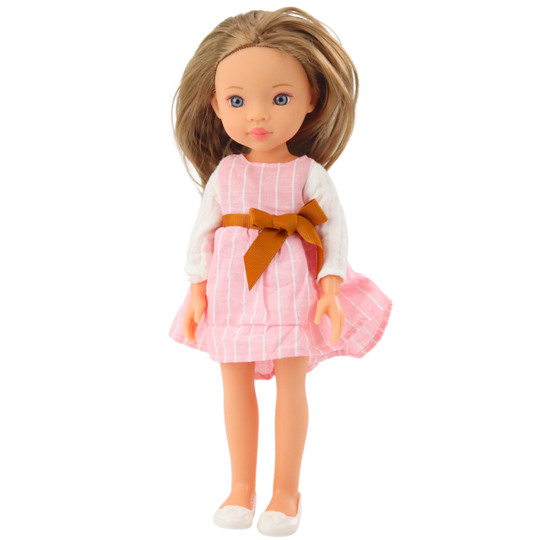 Lean Toys, Pretty Girl, lalka w różowej sukience z kokardą, 32 cm