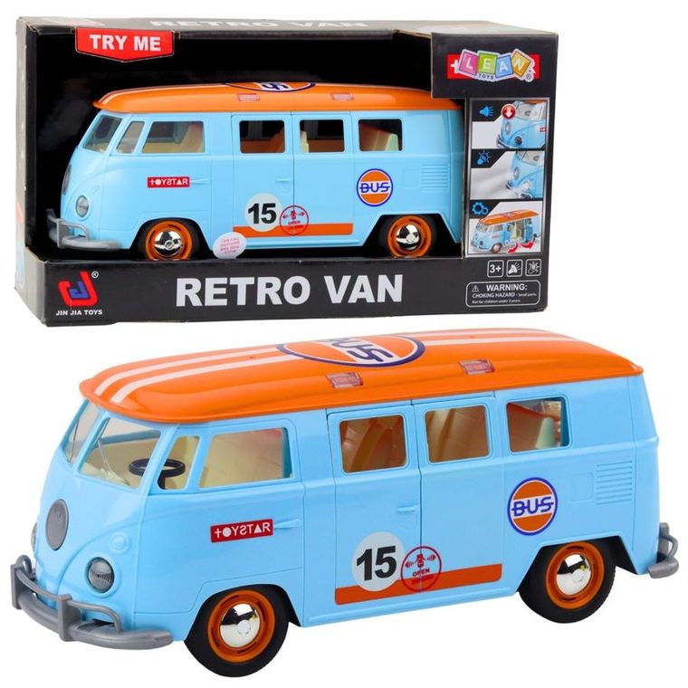 Lean Toys, Retro Van, pojazd interaktywny, niebieski