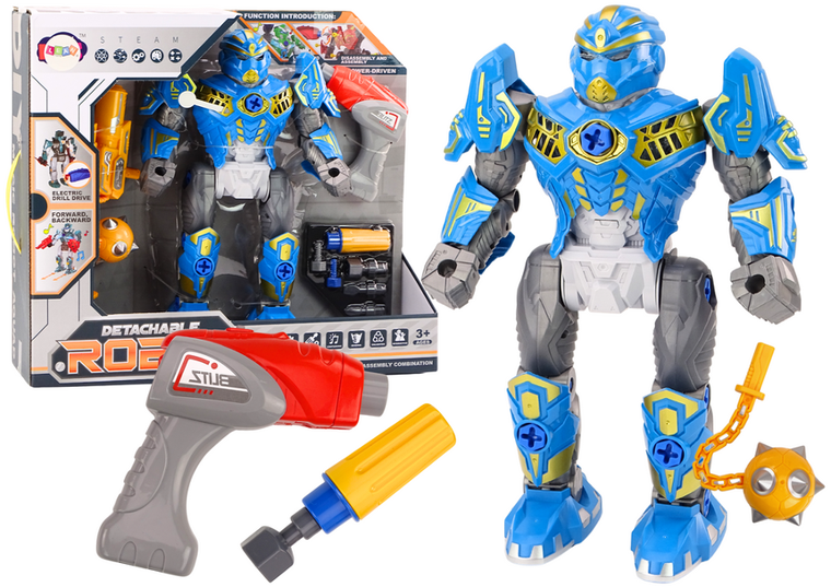 Lean Toys, robot do skręcania, zabawka interaktywna, niebieski